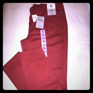 GOOD QUALITY NEVER WORN RED-ORANGE SKINNY JEANS !